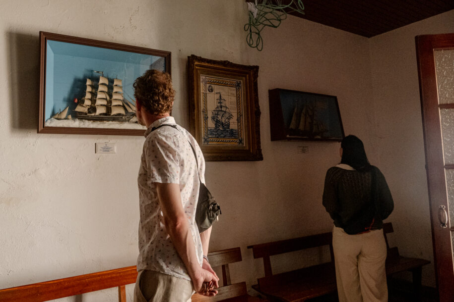 Tourists inside a fishermen's church in Viana do Castelo